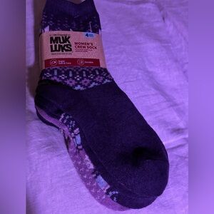 4 Pairs Muk Luks Women's Crew Socks - Dark Purple and Light Purple OSw NWT